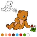 Coloring page. Color me: bear. Little cute baby bear.