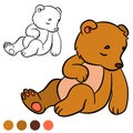 Coloring page. Color me: bear. Little cute baby bear.