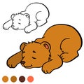 Coloring page. Color me: bear. Little cute baby bear.