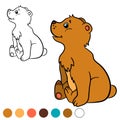 Coloring page. Color me: bear. Little cute baby bear.
