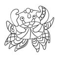 Coloring page with crab in ornamnets in vector design graphic