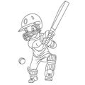 Coloring page with cricket player, cricketer Royalty Free Stock Photo