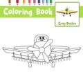 Coloring page Crop Duster cartoon character side view vector illustration Royalty Free Stock Photo