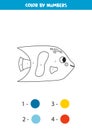 Color cute angel fish by numbers. Worksheet for kids