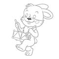 Coloring page with cute baby bunny