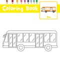 Coloring page Bus cartoon character side view vector illustration