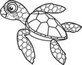 Coloring page. Cute cartoon hatchling of sea turtle Royalty Free Stock Photo