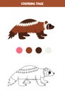 Color cute cartoon wolverine. Worksheet for kids.