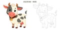 Coloring page of cute funny cow Royalty Free Stock Photo