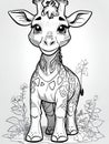 coloring page of cute giraffe Royalty Free Stock Photo