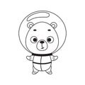 Coloring page cute little spaceman bear. Coloring book for kids. Educational activity for preschool years kids and