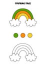 Color cute colorful rainbow. Worksheet for kids.