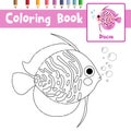 Coloring page Discus Fish animal cartoon character vector illustration Royalty Free Stock Photo