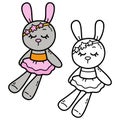 coloring page of doodle rabbit