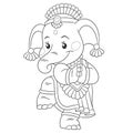 Coloring page with elephant dancing Royalty Free Stock Photo