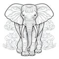 Coloring page of an elephant full view