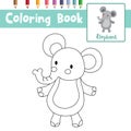 Coloring page Elephant standing on two legs animal cartoon character vector illustration