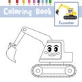 Coloring page Excavator cartoon character side view vector illustration Royalty Free Stock Photo