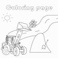 Coloring page. Excavator Royalty Free Stock Photo