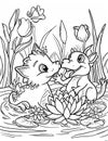 Two Baby Ducks Coloring Page in a Pond Royalty Free Stock Photo