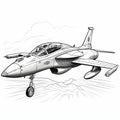 Romantic Illustration Of Eagle Fighter Jet: Crosshatched Shading And Graphic Black Outlines