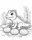 A Coloring Page of a Lizard Sitting on Some Rocks Royalty Free Stock Photo