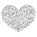 Coloring page flower heart St Valentine's day Royalty Free Stock Photo