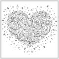 Coloring page flower heart St Valentine's day Royalty Free Stock Photo