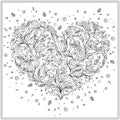 Coloring page flower heart St Valentine's day Royalty Free Stock Photo