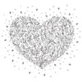 Coloring page flower heart St Valentine's day greeting card Royalty Free Stock Photo