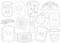 Coloring page with food for breakfast Royalty Free Stock Photo
