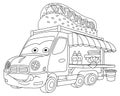 Coloring page with food truck vehicle Royalty Free Stock Photo