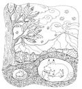 Coloring page forest animals Royalty Free Stock Photo