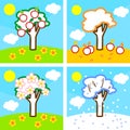 Four seasons apple tree. Royalty Free Stock Photo