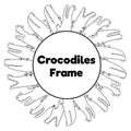 Coloring page frame with funny crocodiles