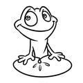 Coloring page frog smile water lily leaf animal