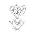 Coloring page funny beetroot. Coloring book for kids. Educational activity for preschool years kids and toddlers with