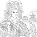 Zentangle stylized geisha woman