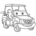 Coloring page with golf car Royalty Free Stock Photo