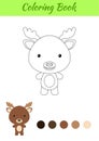 Coloring page happy little baby moose. Coloring book for kids. Educational activity for preschool years kids and toddlers with Royalty Free Stock Photo