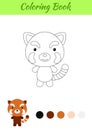 Coloring page happy little baby red panda. Printable coloring book for kids. Educational activity for kindergarten and preschool Royalty Free Stock Photo