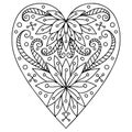 Coloring page in heart form for Valentines day or wedding activity