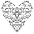 Coloring page in heart form for Valentines day or wedding activity