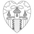 Coloring page in heart form for Valentines day or wedding activity