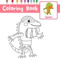 Coloring page Iguana standing on two legs animal cartoon character vector illustration Royalty Free Stock Photo