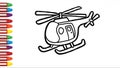 Coloring page illustration helicopter on white background