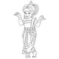 Coloring page with indian dancing girl