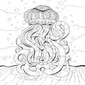 Coloring page with jellyfish