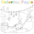 Coloring page for kids ,alphabet set,letter E