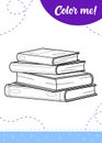 Coloring page for kids with book stack. Royalty Free Stock Photo